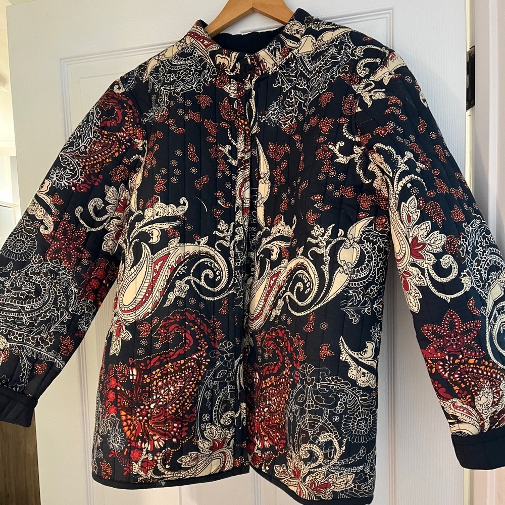 Bohemian quilted button down cotton Paisley Print Large Jacket coat lightweight